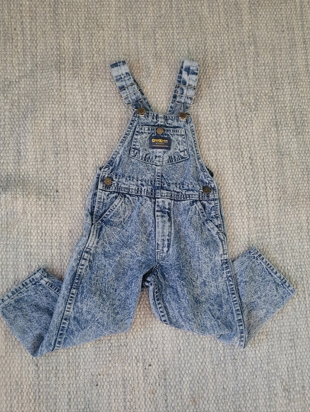 Vintage OshKosh B'gosh Vestbak Overalls Size 4t Cotton Acid Wash Blue Denim USA
